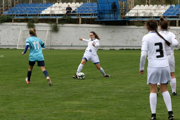 Odessa Ukraine December 2021 Vrouwenvoetbal Grasveld Van Het Stadion Voetbal — Stockfoto