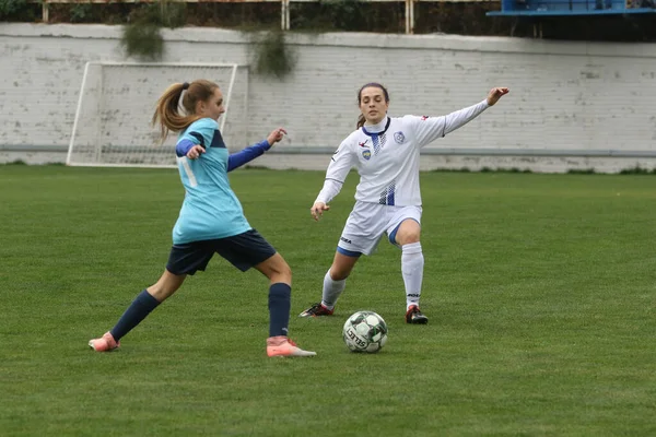 Odessa Ukraine Grudzień 2021 Piłka Nożna Kobiet Boisku Trawiastym Stadionu — Zdjęcie stockowe