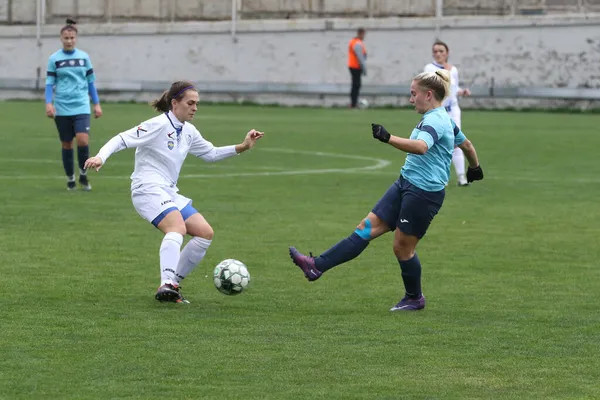 Odessa Ukraine Aralik 2021 Stadyumun Çimenlik Alanında Kadın Futbolu Beyaz — Stok fotoğraf