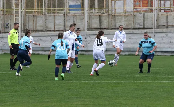 Odessa Ukraine December 2021 Sepak Bola Wanita Lapangan Rumput Stadion — Stok Foto