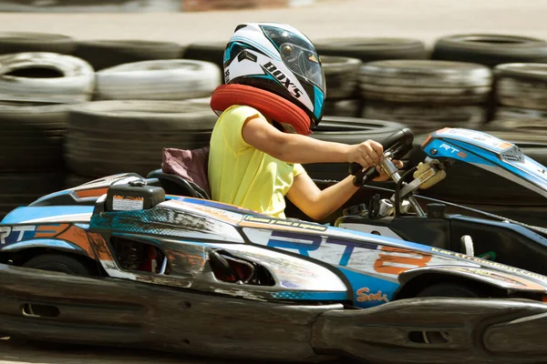 Odessa Ucrânia Junho 2022 Karting Vai Kart Caminho Certo Jovem — Fotografia de Stock