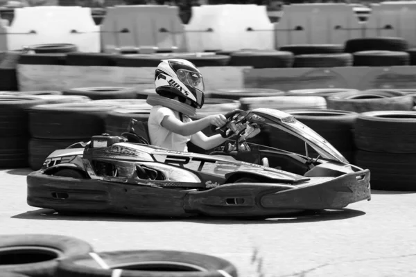 Odessa Ucraina Giugno 2022 Karting Vai Kart Pista Giovane Pilota — Foto Stock