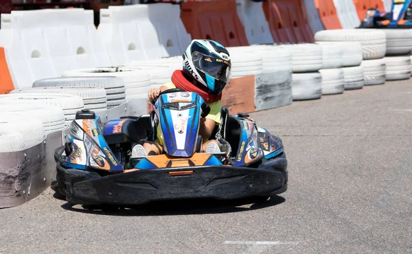 Odessa Ucrania Junio 2022 Karting Vamos Kart Camino Joven Corredor —  Fotos de Stock