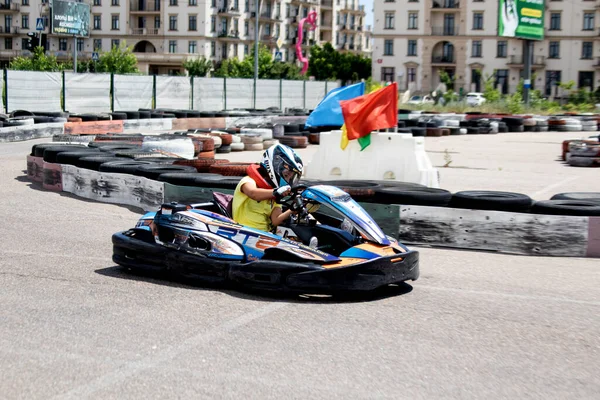 Odessa Ucrania Junio 2022 Karting Vamos Kart Camino Joven Corredor —  Fotos de Stock
