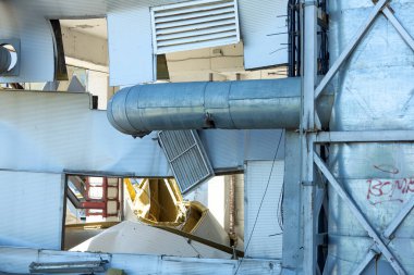 ODESSA, UKRAINE - MAY 9, 2022: As result of shelling, rocket hit ACHAN shopping center. Destruction in shopping center after being hit by ballistic missile during war in Ukraine and Russian SMO