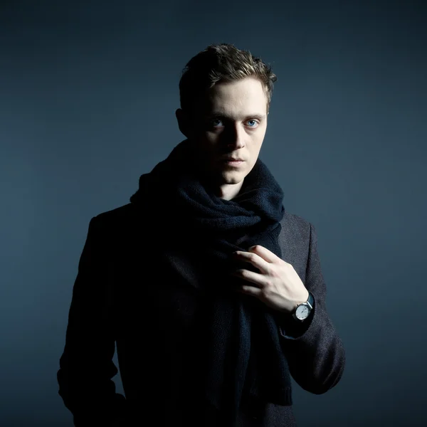 Portrait of handsome stylish man in coat — Stock Photo, Image