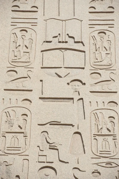 Egyptian hieroglyphic carvings on wall — Stock Photo, Image