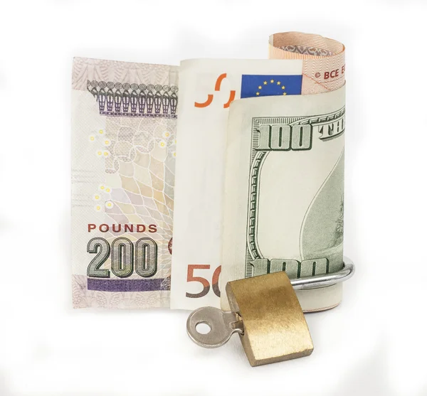 Locked finances concept currency — Stock Photo, Image