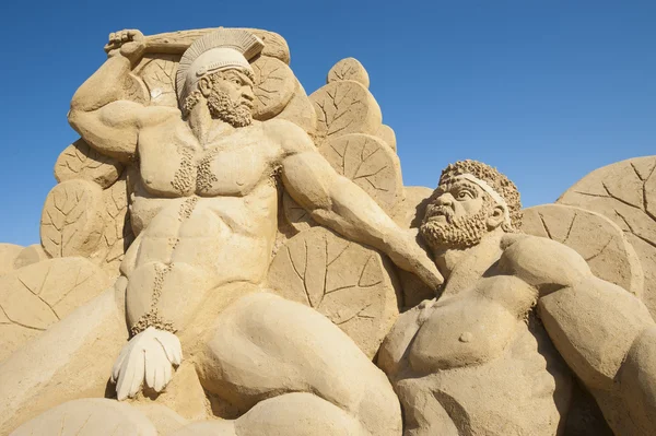 Grande escultura de areia de Hércules o grego — Fotografia de Stock