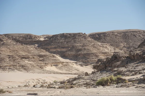 Valle seco del río a través de un desierto rocoso — Foto de Stock