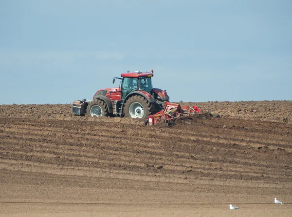 Тракторні оранки сільськогосподарських земель — стокове фото