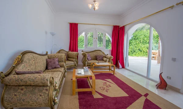 Nappali Lounge Luxus Nyaralás Villa Show Home Bemutató Belsőépítészeti Berendezési — Stock Fotó