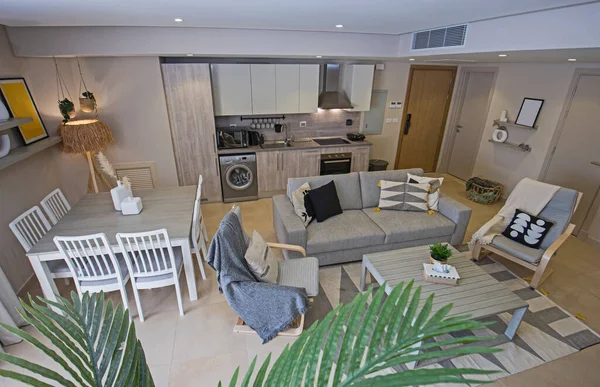 Sala Estar Sala Estar Lujoso Apartamento Vacaciones Tropicales Mostrar Hogar —  Fotos de Stock