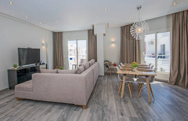 Wohnzimmer Lounge Bereich Luxuriösen Tropischen Ferienwohnung Show Home Zeigt Innenarchitektur — Stockfoto