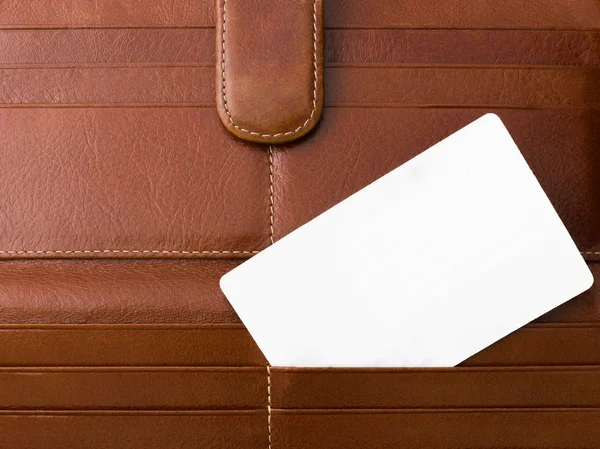 Cartão branco no saco marrom — Fotografia de Stock