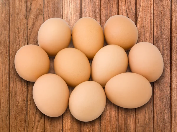 Ten Egg on Plank Wood — Stock Photo, Image