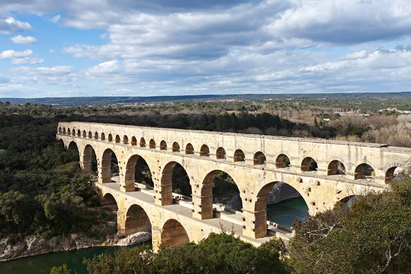 Famous Roman Acqueduct South France Stock Photo