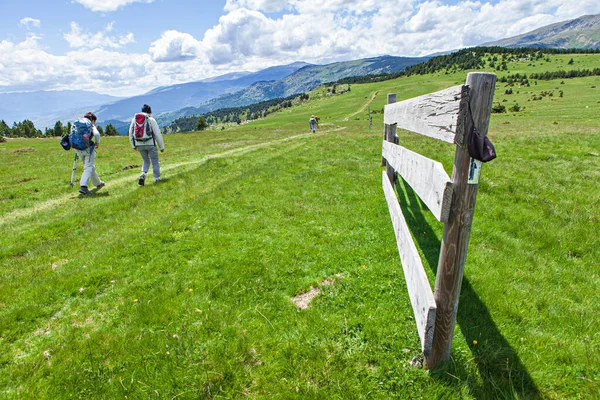 Csoport Túrázók Séta Tárgyaláson — Stock Fotó