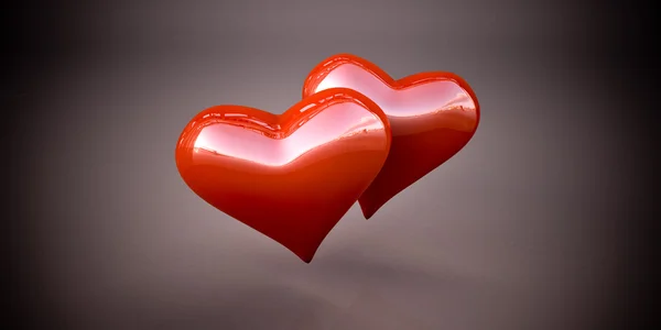 Shiny red hearts — Stock Photo, Image