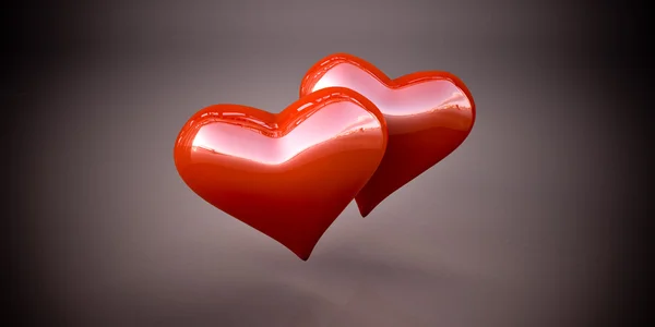 Glänsande röda hjärtan Stockbild