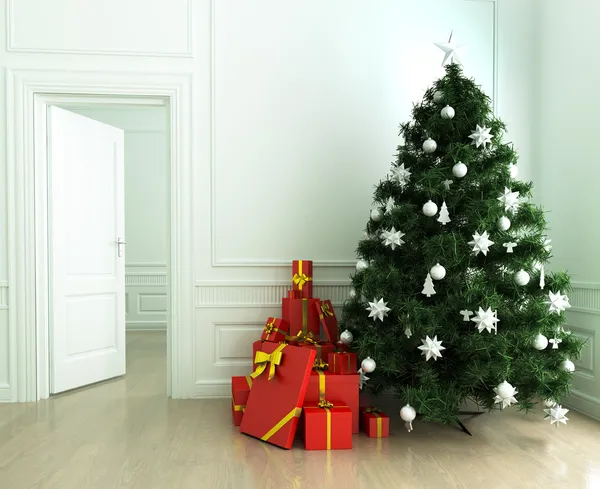 Weihnachtsbaum und Geschenke — Stockfoto