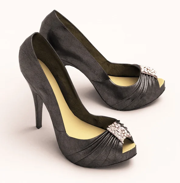 Women's black sexy shoes — Stock Photo, Image