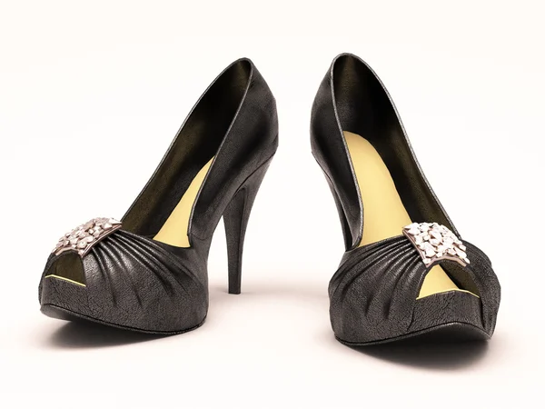 Women's black sexy shoes — Stock Photo, Image