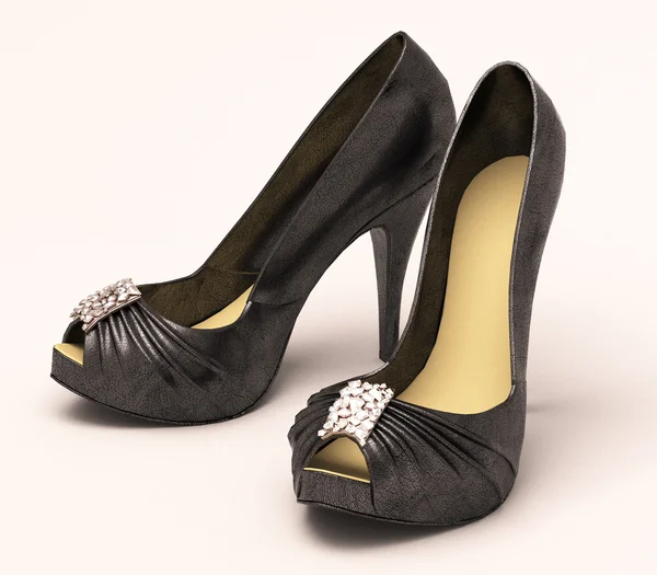 Women's black sexy shoes — Stock Photo, Image