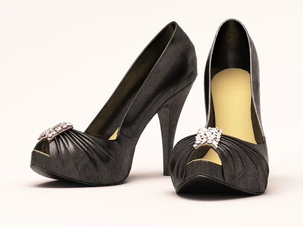 Women's black sexy shoes — Stock Photo, Image