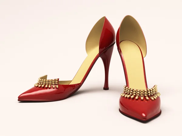 Sapatos vermelhos femininos — Fotografia de Stock