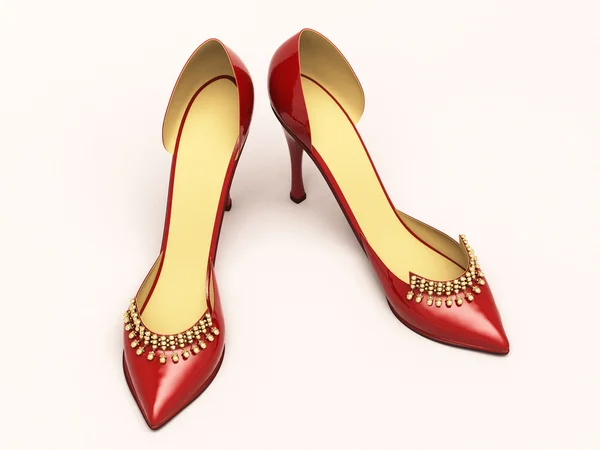 Czerwone buty damskie — Zdjęcie stockowe