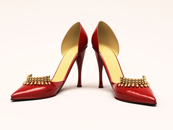 Женские красные туфли — стоковое фото