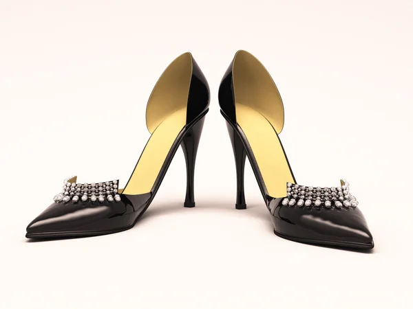 Dámské černé boty — Stock fotografie
