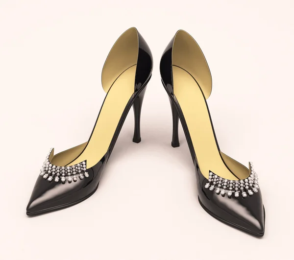 Женская чёрная обувь — стоковое фото
