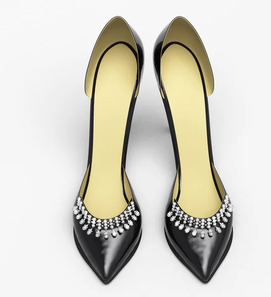 Schwarze Damen-High Heels aus Lackleder — Stockfoto