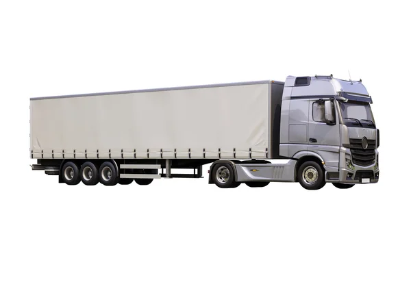Vrachtwagen met oplegger geïsoleerd — Stockfoto