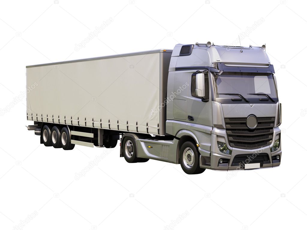 Semi-trailer truck isolated