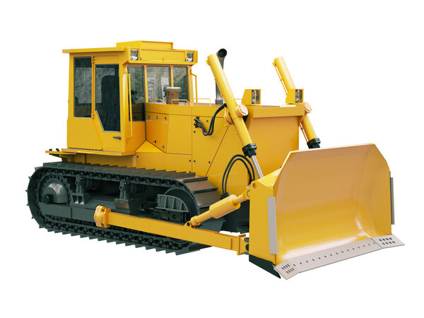 Heavy crawler bulldozer isolated