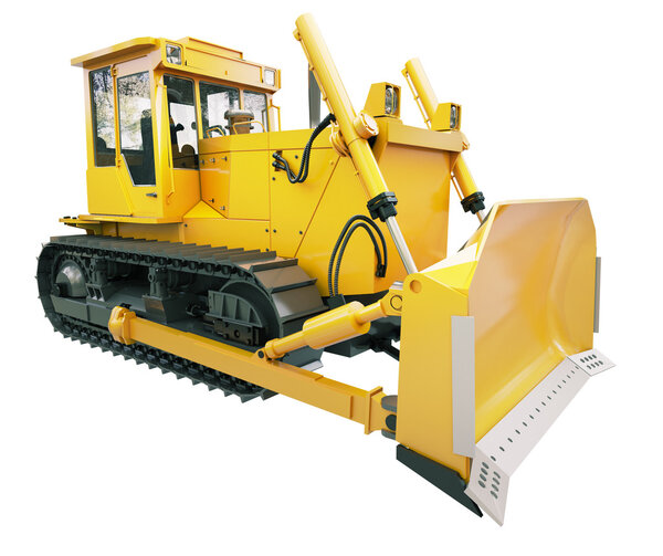 Heavy crawler bulldozer isolated