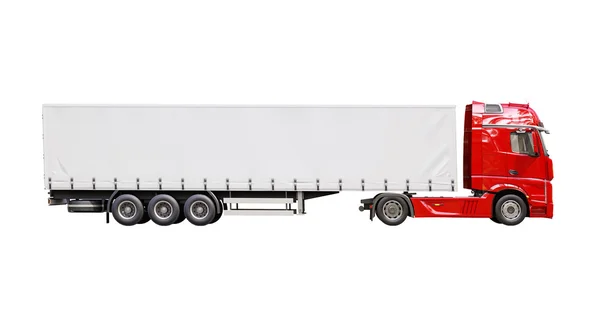 Vrachtwagen met oplegger geïsoleerd — Stockfoto