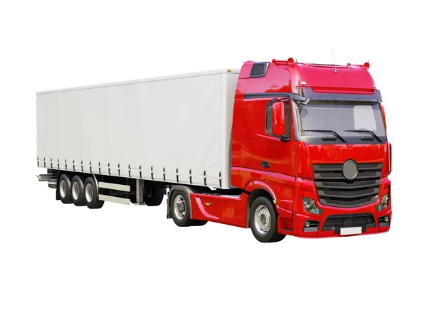 Vrachtwagen met oplegger geïsoleerd — Stockfoto