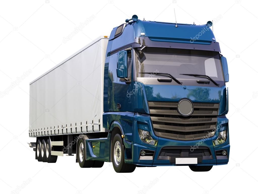 Semi-trailer truck isolated