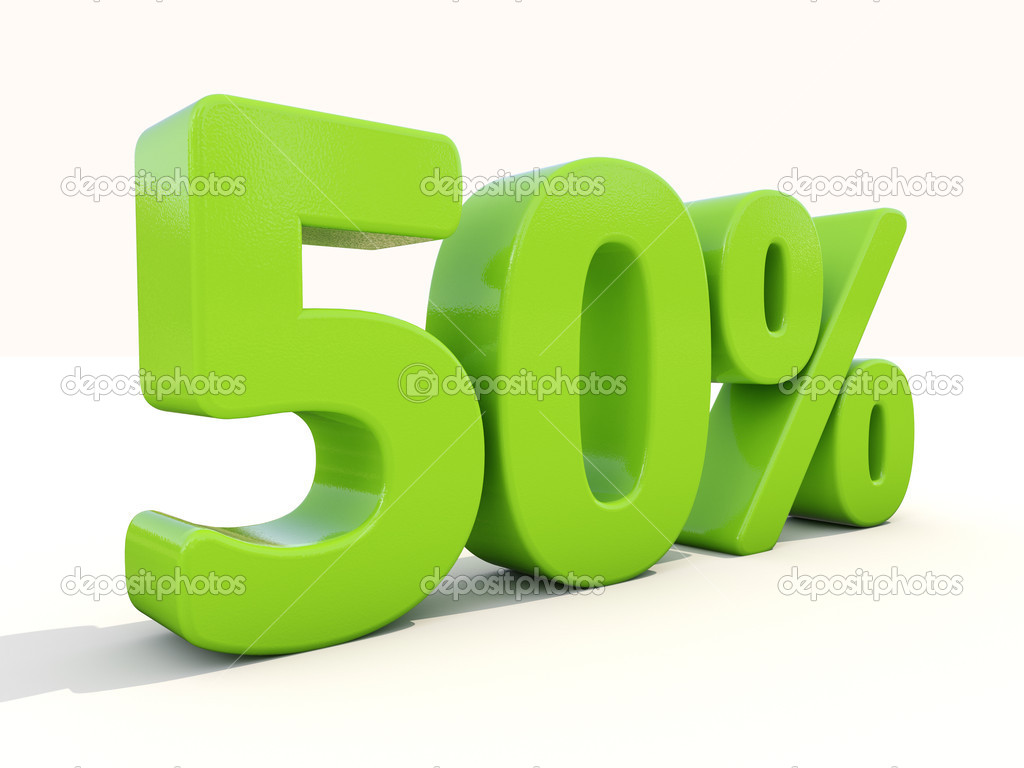 50 percentage rate icon on a white background