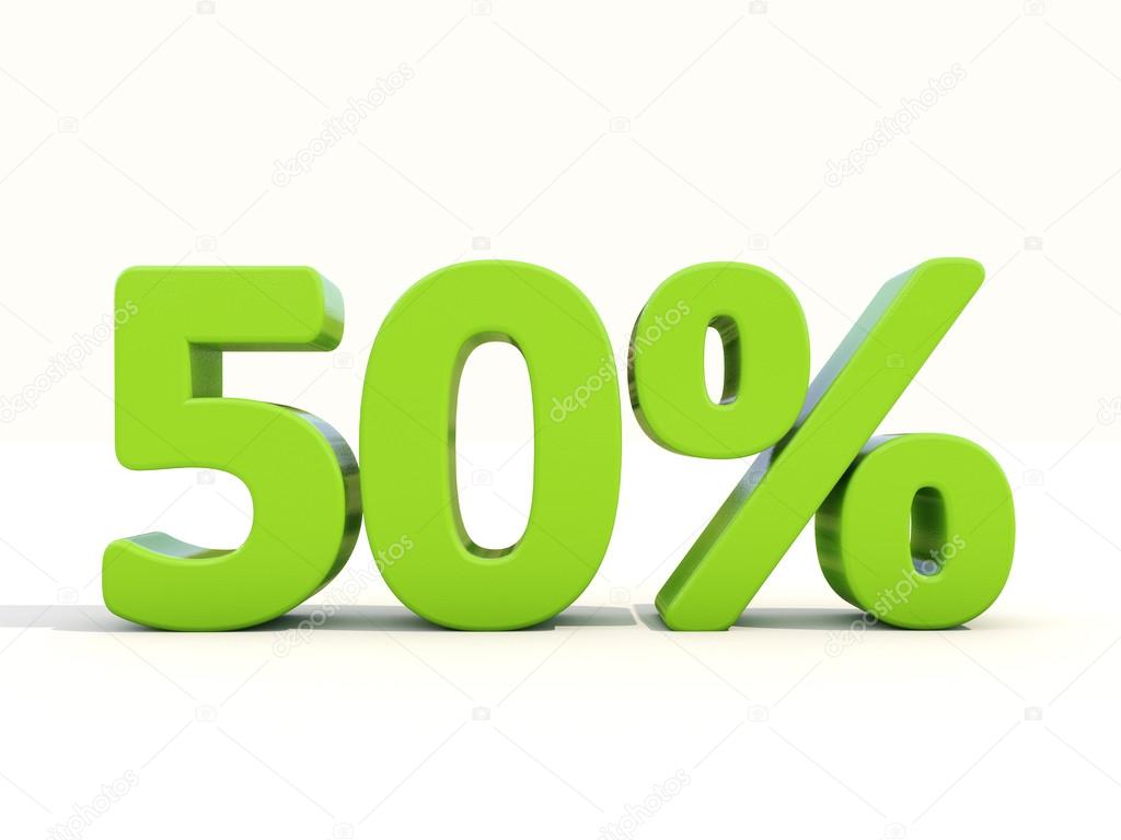 50 percentage rate icon on a white background