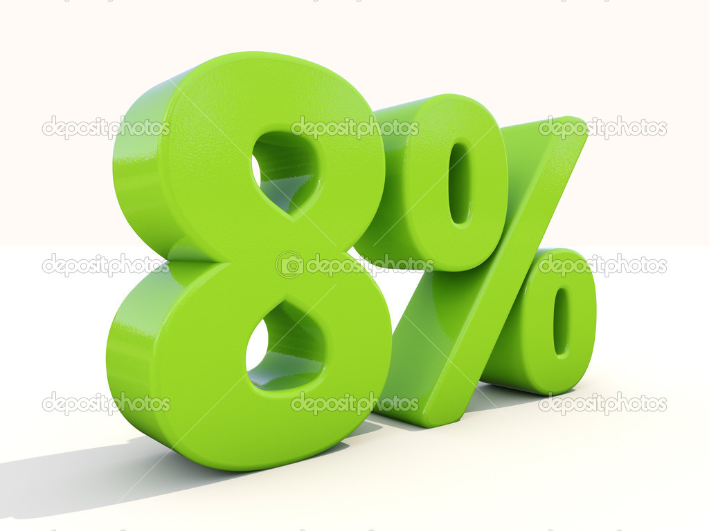 8 percentage rate icon on a white background