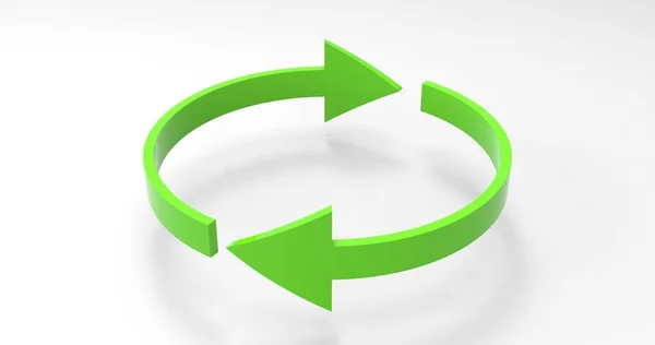 Grön Eco Recycle pilar, återvunnen ikonen och rotationscykel symbol med pilar — Stockfoto