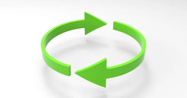 Frecce ecologiche verdi, icona riciclata e simbolo del ciclo di rotazione con le frecce Foto Stock Royalty Free