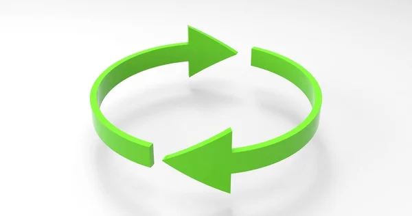 Grüne Öko-Recycling-Pfeile, Recycling-Symbol und Rotationszyklus-Symbol mit Pfeilen — Stockfoto