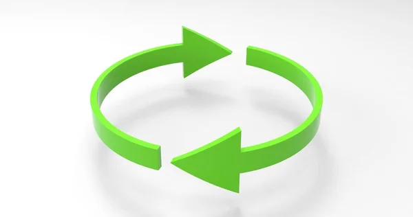 Grüne Öko-Recycling-Pfeile, Recycling-Symbol und Rotationszyklus-Symbol mit Pfeilen — Stockfoto