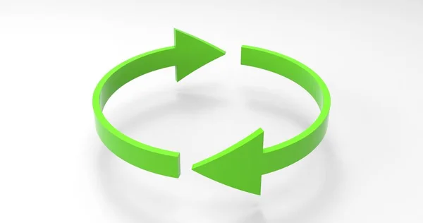Green Eco reciclar flechas, Icono reciclado y el símbolo del ciclo de rotación con flechas —  Fotos de Stock